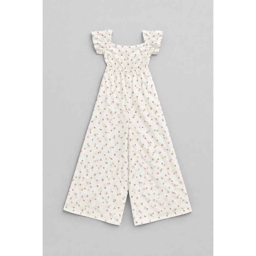 O'Neill Floral Wide Leg Jumpsuit Small Cream Good